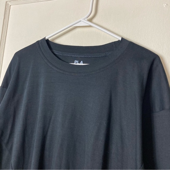 Planet by Lauren G black cut out front long sleeve top OS pima cotton - Picture 3 of 9